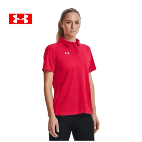 Under Armour Women's Sz XXS Red UV RIVAL Golf Polo Short Sleeve Loose Fit - Picture 2 of 10